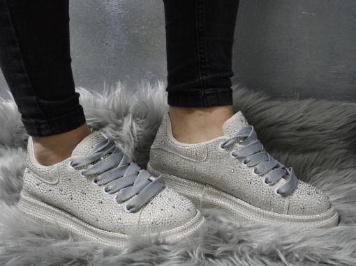 Pantofi Sport Damă Cu Pietre I Silver 23062 - Img 1