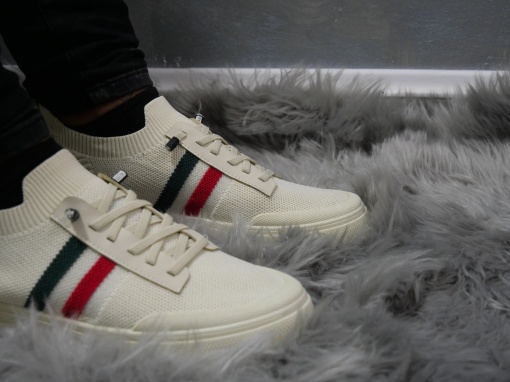 Adidași bărbătești din pânză, stil casual cu detalii tricolore