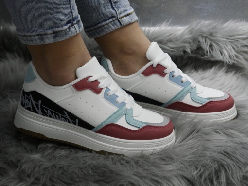 Pantofi Sport Damă White/Red 9373