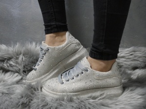 Pantofi Sport Damă Cu Pietre I Silver 23062 - Img 3