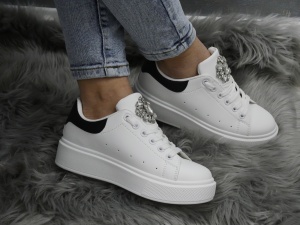 Pantofi Sport Damă White/Black C20131 - Img 3