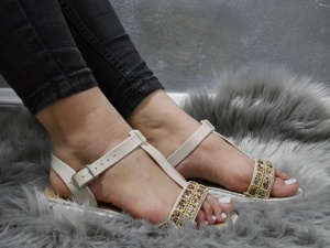 Sandale elegante cu barete albe - Img 1