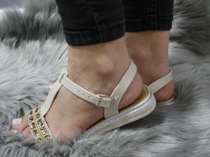 Sandale elegante cu barete albe - Img 3