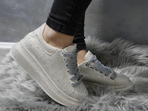 Pantofi Sport Damă Cu Pietre I Silver 23062 - Img 2