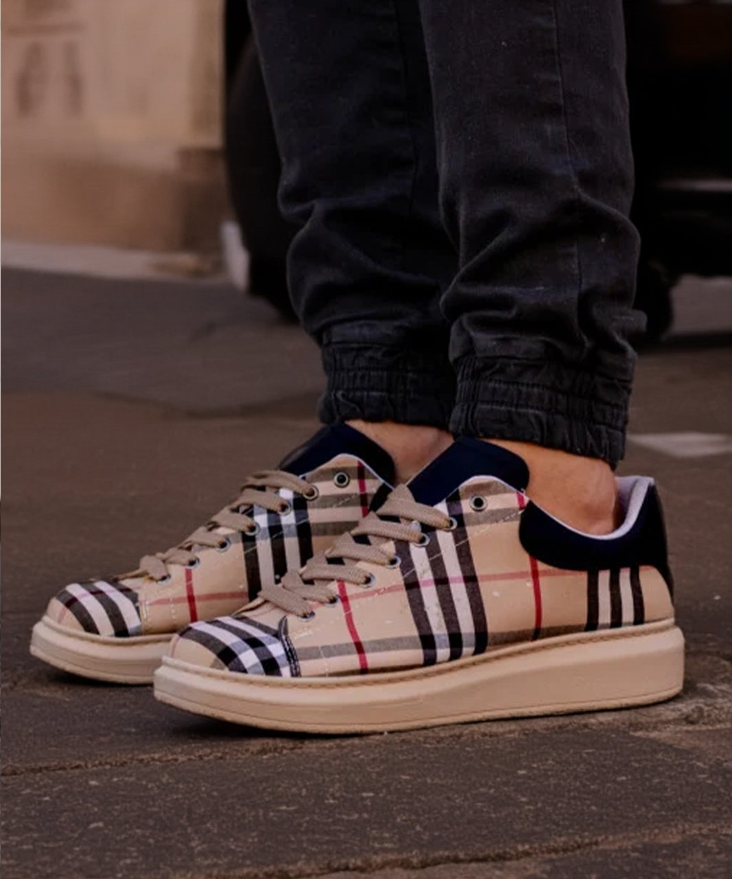 Adidasi bej cu imprimeu - LONDON BEIGE