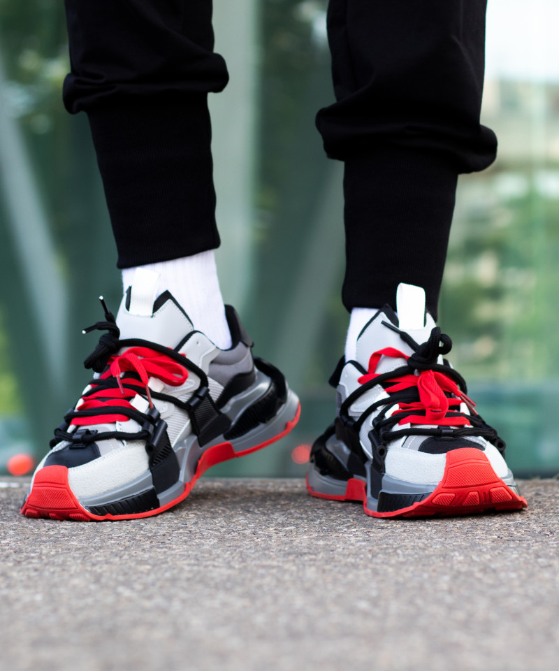 Adidasi SPACE - Grey & red - 4 | YEO