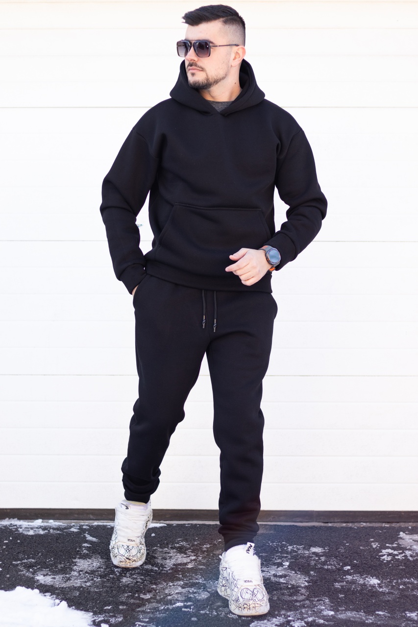 Trening oversized din bumbac gros - OSLO BLACK - 3 | YEO