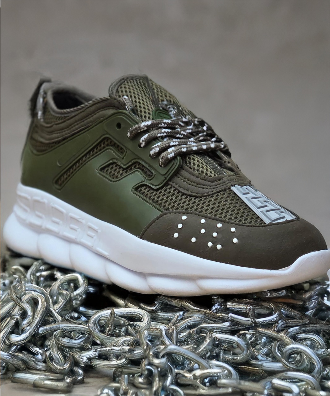 Adidasi CHAIN Khaki - Piele ecologica si catifea - 1 | YEO