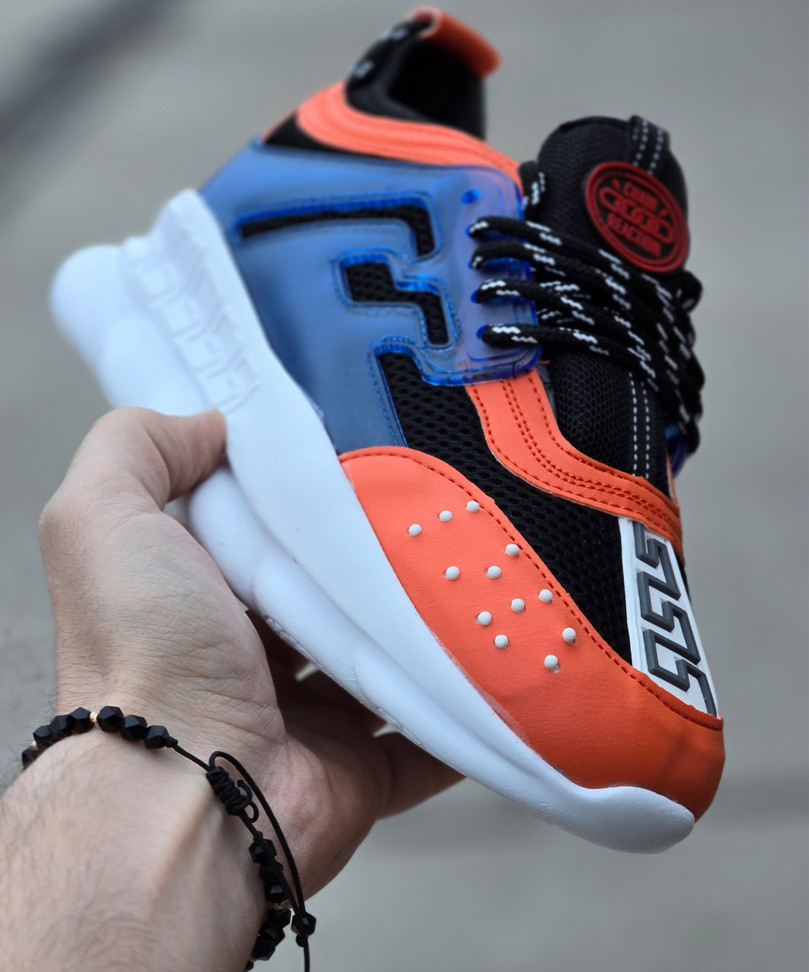 Adidasi din piele ecologica - CHAIN Orange Blue - 2 | YEO