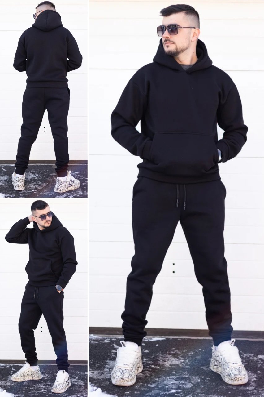 Trening oversized din bumbac gros - OSLO BLACK