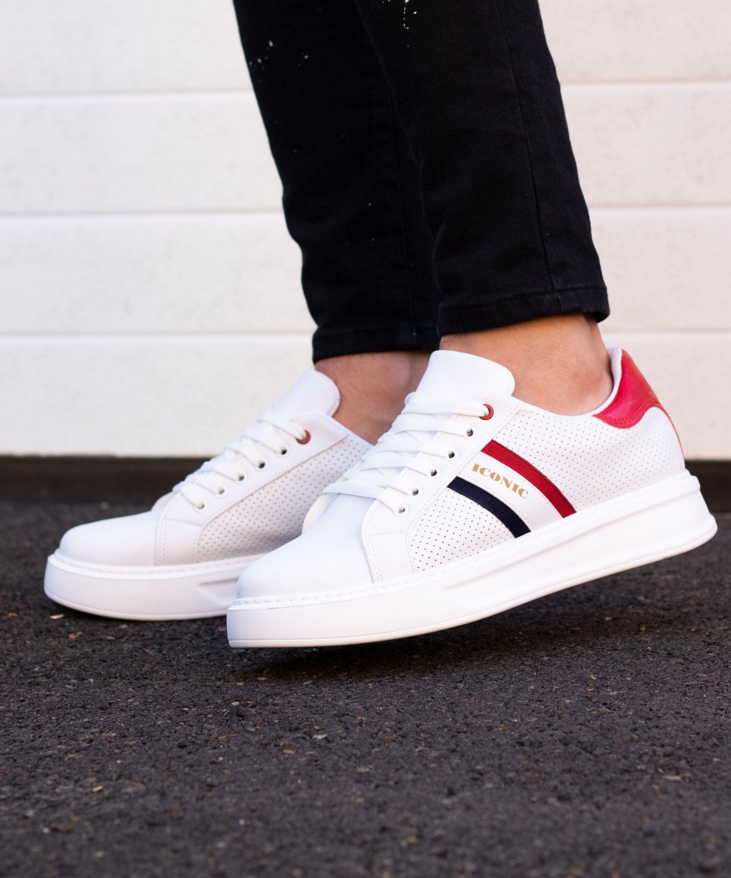 Adidasi barbati - ENZO 1 White & Red - 1 | YEO