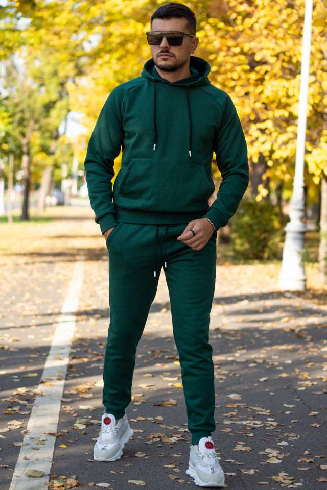 Trening Flausat HOOD Bumbac Verde - 3 | YEO