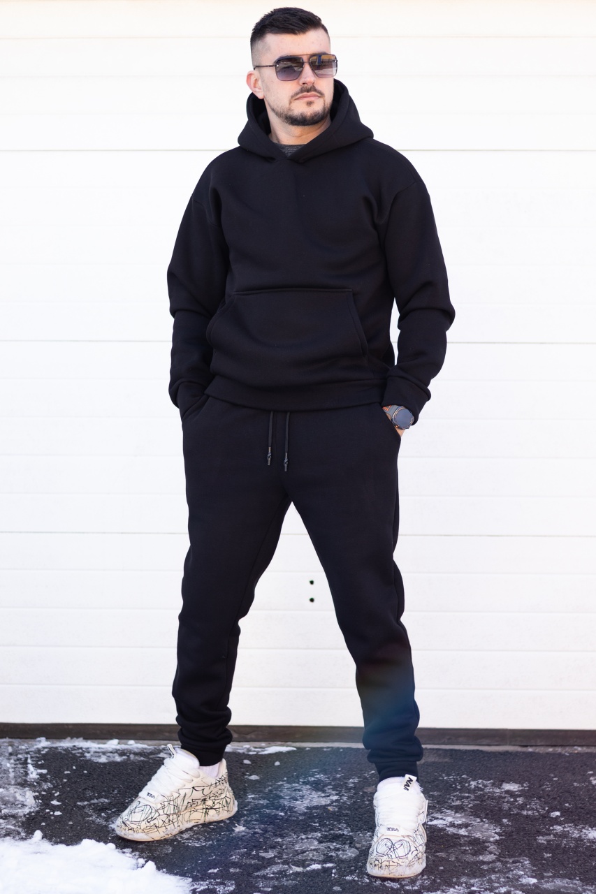 Trening oversized din bumbac gros - OSLO BLACK - 2 | YEO