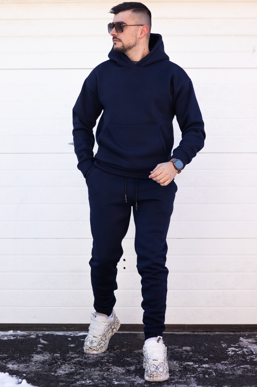 Trening oversized din bumbac gros - OSLO NAVY - 1 | YEO