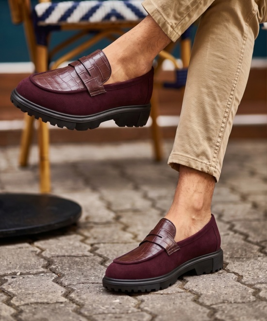 Mocasini bordo din piele neagră cu talpa neagră - SKIN - Img 2