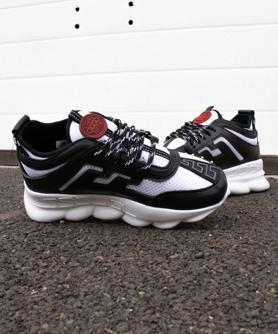 Sneakers din piele ecologica albi cu negru - CHAIN DUO - Img 7