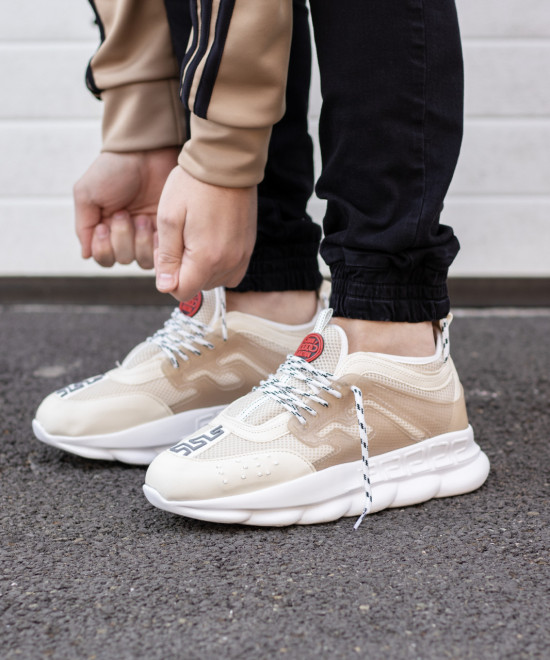Sneakers din piele ecologica bej - CHAIN - Img 2