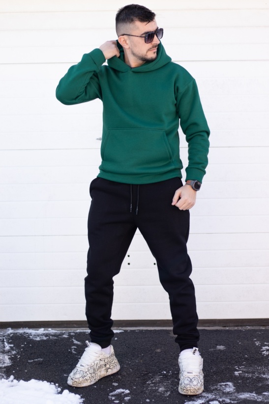 Trening oversized din bumbac gros - OSLO GREEN &amp; BLACK - Img 2