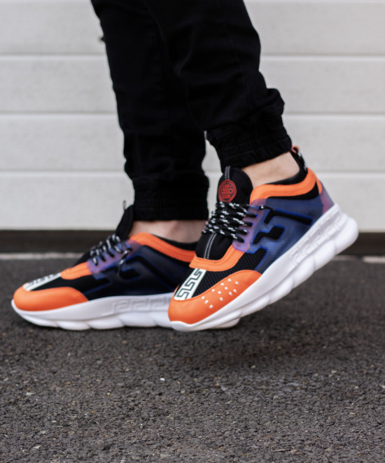 Sneakers CHAIN Orange/Blue - Piele ecologica - Img 7
