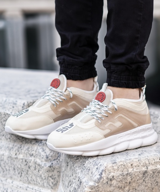 Sneakers din piele ecologica bej - CHAIN - Img 4