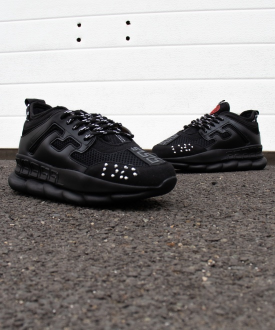Sneakers din piele ecologica si catifea - CHAIN ALL BLACK - Img 10