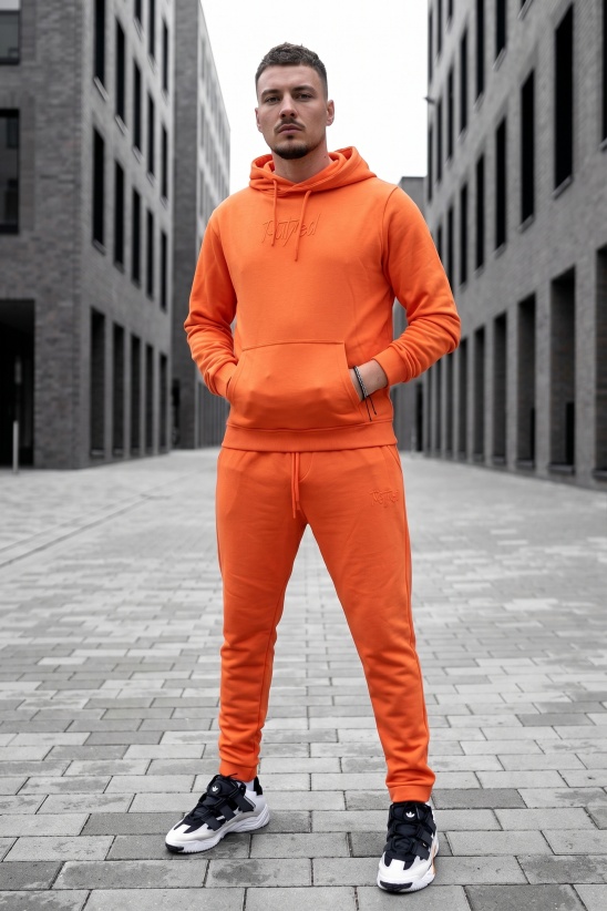 Trening din bumbac cu logo brodat - putred ORANGE - Img 2