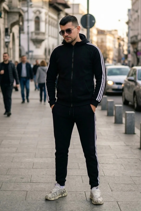 Trening oversized din bumbac gros cu fermoar - FULL DG ALL BLACK - Img 6
