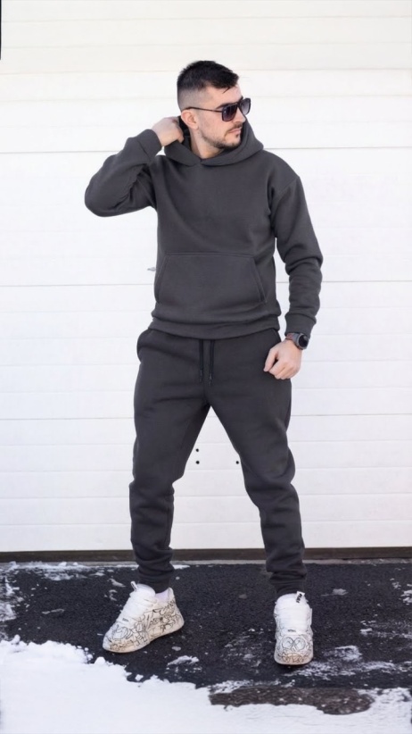 Trening oversized din bumbac gros - OSLO SHADES of GRAY - Img 7