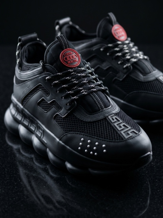 Sneakers din piele ecologica negri - CHAIN - Img 4