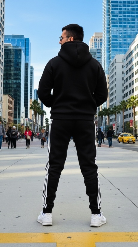 Trening oversized din bumbac gros - KYOTO BLACK - Img 5