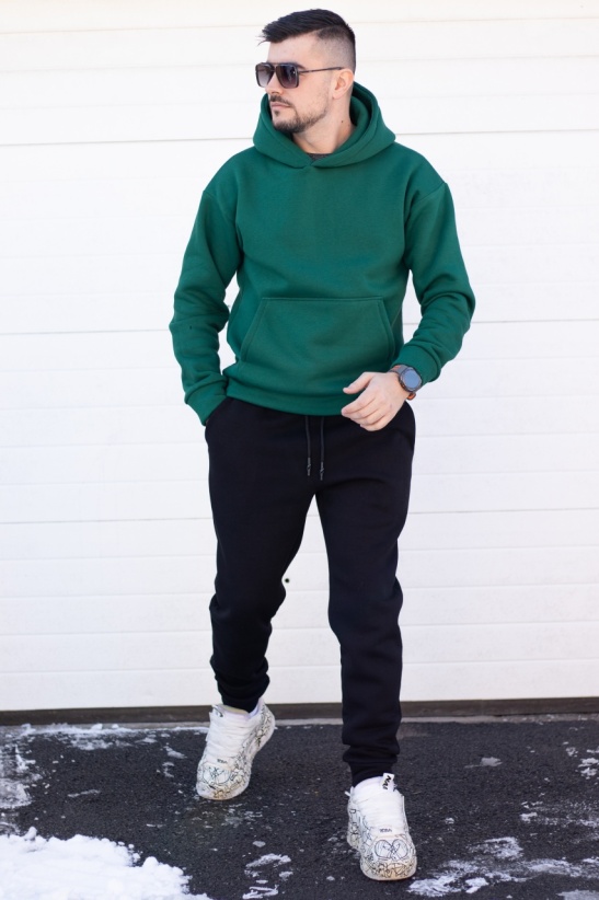 Trening oversized din bumbac gros - OSLO GREEN &amp; BLACK - Img 4