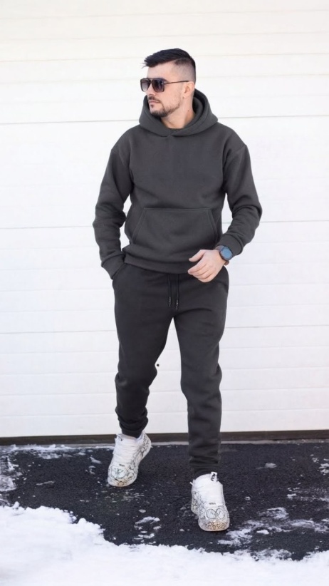 Trening oversized din bumbac gros - OSLO SHADES of GRAY - Img 5