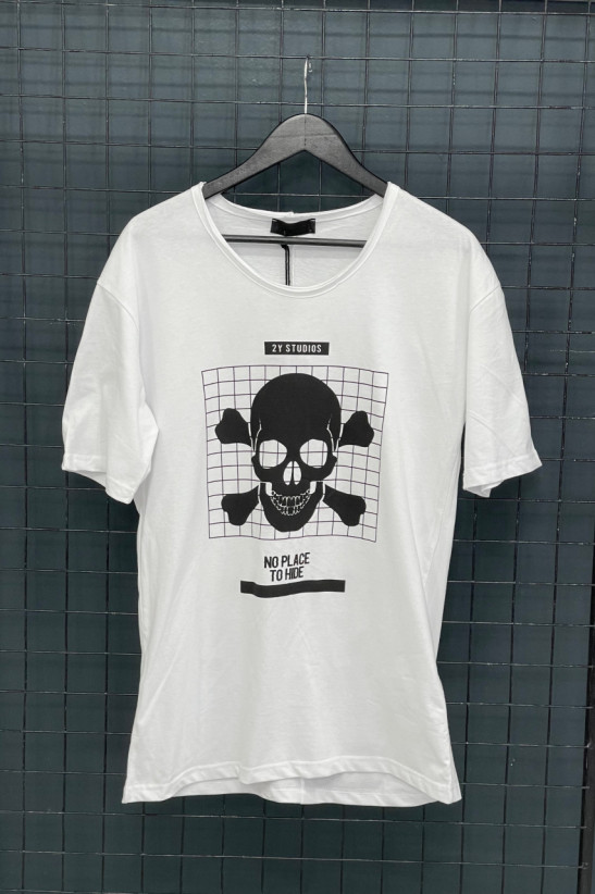 Tricou alb - SKULL Remote