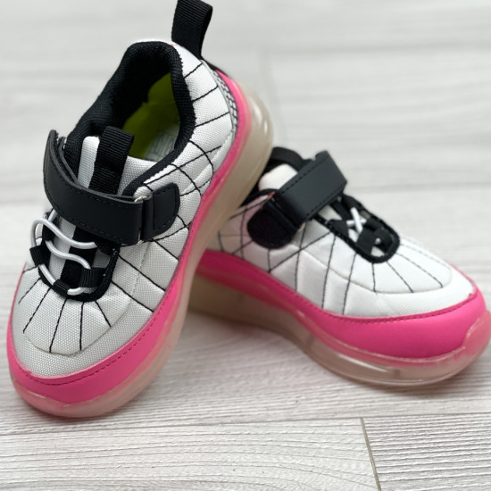 Adidasi Fetite cu Luminite AIR Alb-Roz