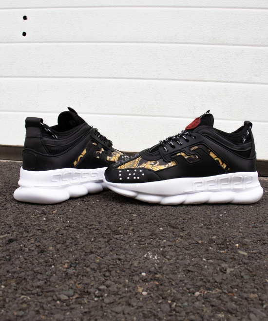 Sneakers din piele ecologica - CHAIN Negru si Auriu - Img 6