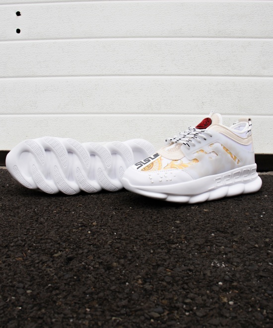 Sneakers din piele ecologica - CHAIN Gold &amp; White - Img 7