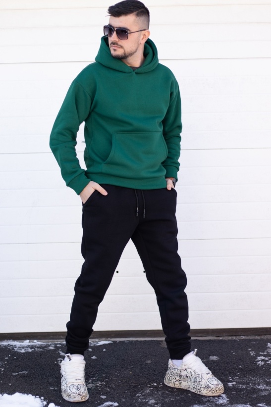 Trening oversized din bumbac gros - OSLO GREEN &amp; BLACK - Img 6