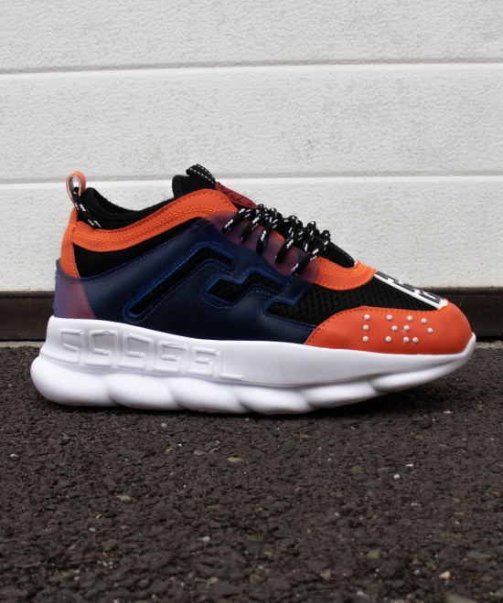 Sneakers CHAIN Orange/Blue - Piele ecologica - Img 4