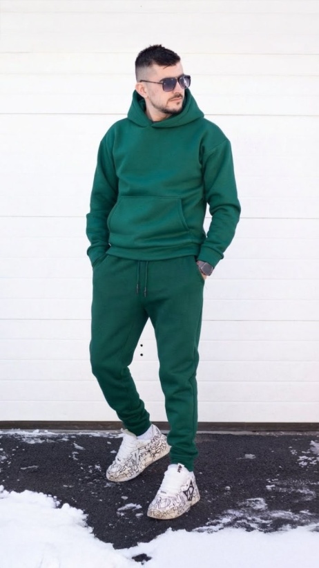 Trening oversized din bumbac gros - OSLO GREEN - Img 4