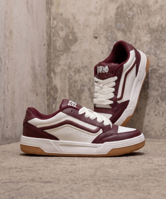 Adidasi din piele ecologică burgundy - SKATE - Img 2