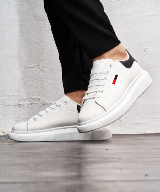 Adidasi TMY 6623 ALB NEGRU LOGO BRODAT