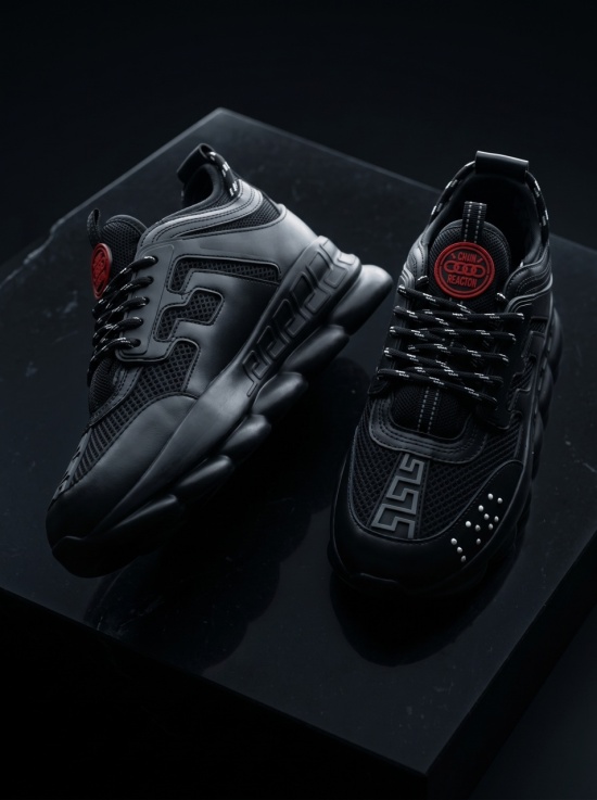 Sneakers din piele ecologica negri - CHAIN - Img 3