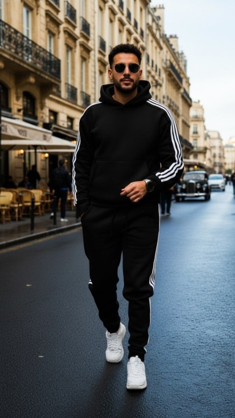 Trening oversized din bumbac gros - KYOTO BLACK - Img 3