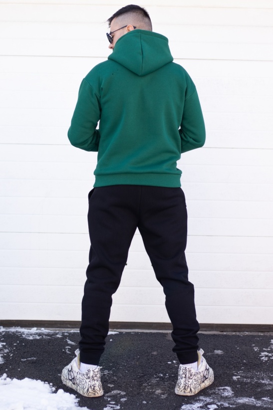 Trening oversized din bumbac gros - OSLO GREEN &amp; BLACK - Img 8