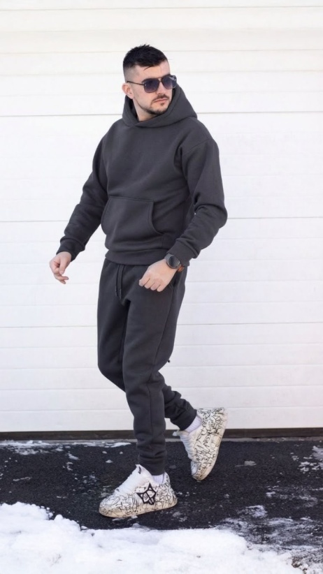 Trening oversized din bumbac gros - OSLO SHADES of GRAY - Img 3