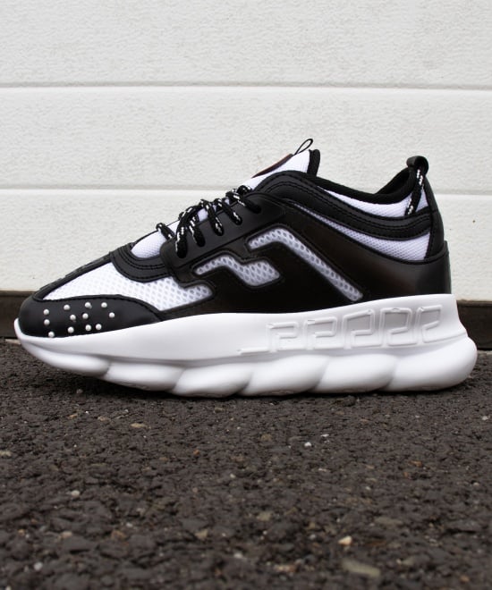 Sneakers din piele ecologica albi cu negru - CHAIN DUO - Img 4