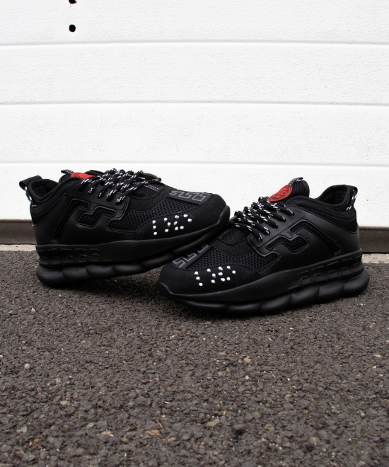 Sneakers din piele ecologica si catifea - CHAIN ALL BLACK - Img 5