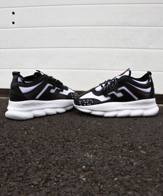 Sneakers din piele ecologica albi cu negru - CHAIN DUO - Img 5
