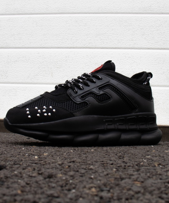 Sneakers din piele ecologica si catifea - CHAIN ALL BLACK - Img 7