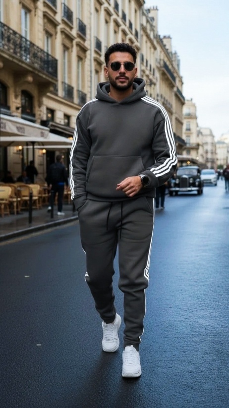 Trening oversized din bumbac gros - KYOTO SHADES of GRAY - Img 5